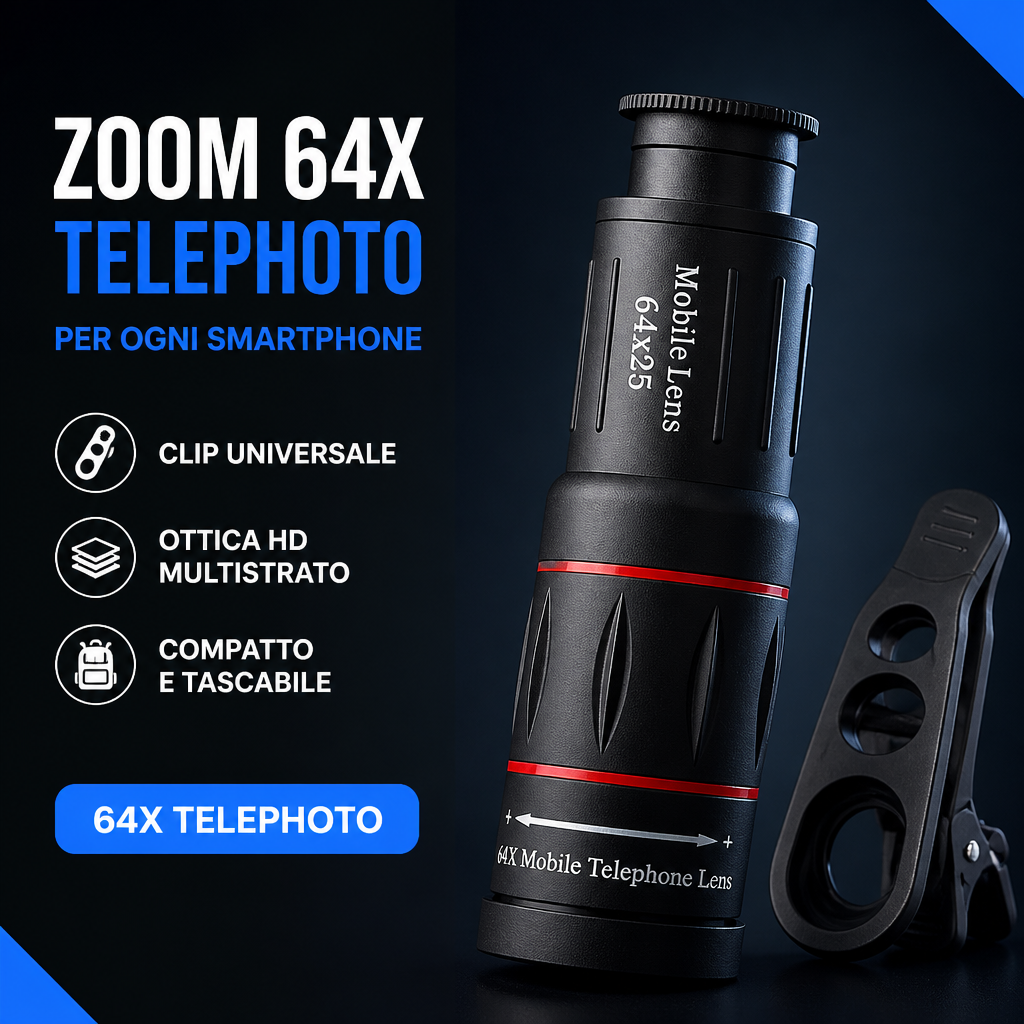 Zoom 64x — Il tuo smartphone diventa un telescopio