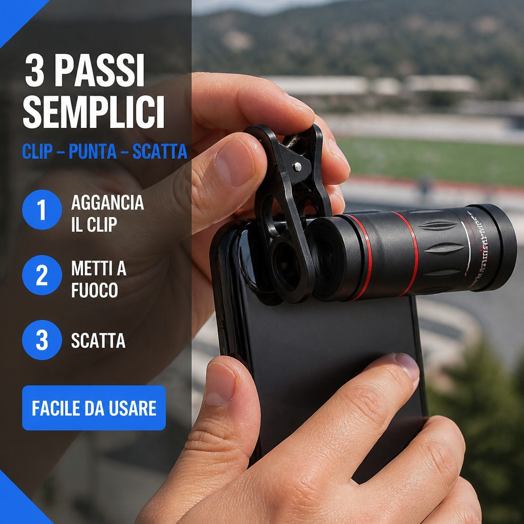 Come si usa: clip, punta, scatta